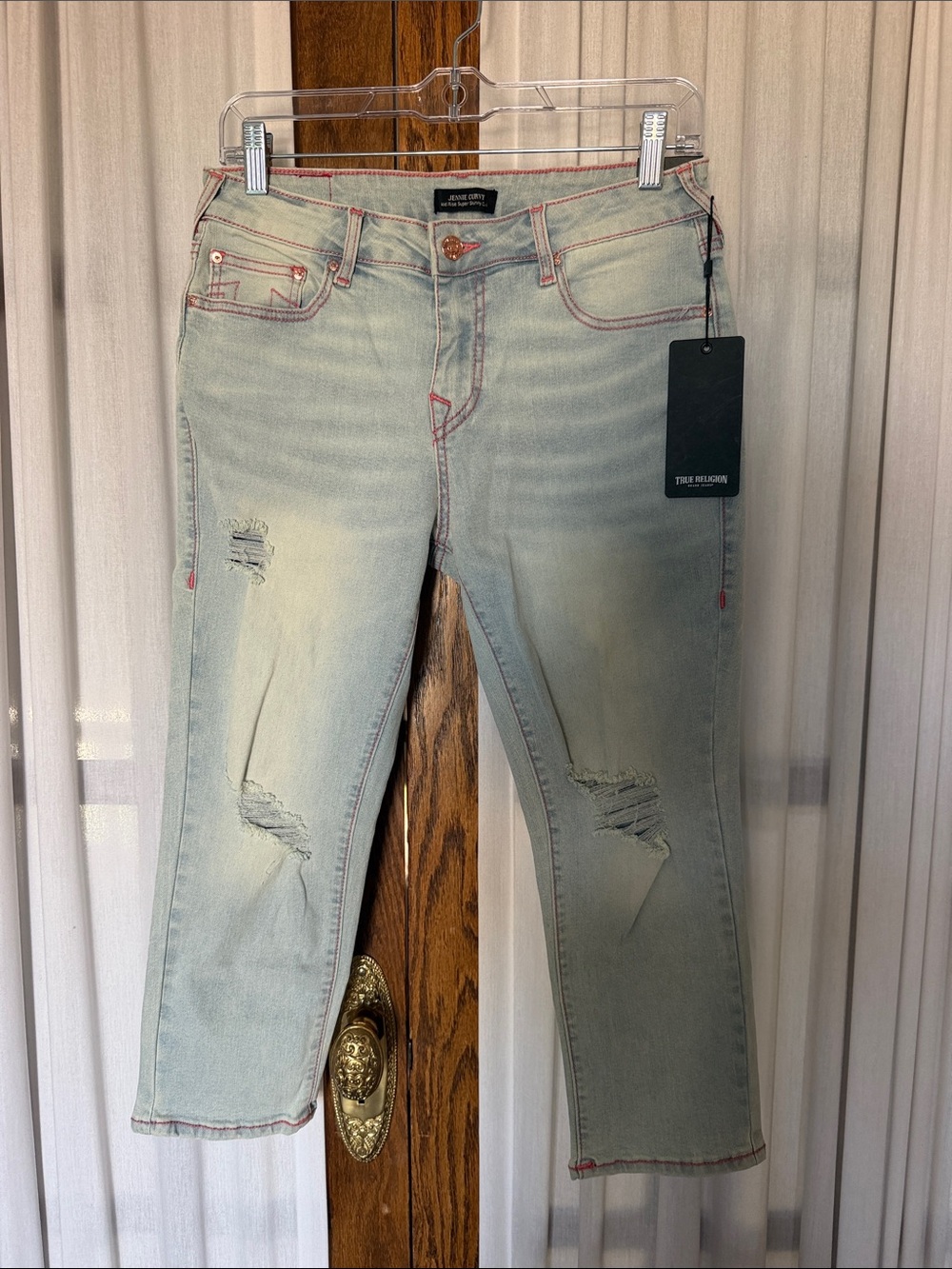 True Religion Light Endless Jennie Distress Capris 28 - Picture 2 of 12